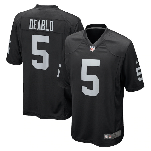 mens nike divine deablo black las vegas raiders player game jersey